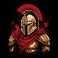 Spartan-themed T-shirt Design With Dark Gold And Crimson Illustration