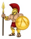 Spartan Warrior Roman Gladiator or Trojan Cartoon Royalty Free Stock Photo