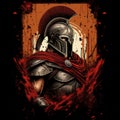 Spartan Warrior T-shirt Design In Dark Gray And Bronze