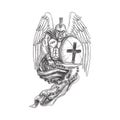 Spartan Warrior Angel Shield Rosary Tattoo Royalty Free Stock Photo