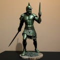 Spartan warrior in armor with shield and sword, antique Greek military, muscular ancient soldier. Spartan warrior from Greece. Royalty Free Stock Photo