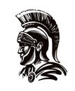 Spartan warrior, gladiator or roman soldier. Vector illustration Royalty Free Stock Photo