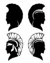 Spartan warrior head black vector silhouette design set Royalty Free Stock Photo