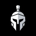 Spartan warrior helmet logo icon design, greek sparta head symbol, isolated on black background