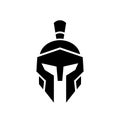 Spartan warrior helmet logo icon, sparta knight symbol, front view vector illustration Royalty Free Stock Photo