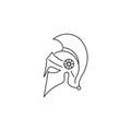 Spartan Warrior Helmet, Trendy line art logo design Royalty Free Stock Photo