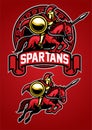 Spartan warrior riding horse mascot Royalty Free Stock Photo