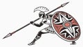 Spartan Warrior with Shield & Spear, Ancient Combatant, vector design Generative AI Royalty Free Stock Photo