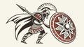Spartan Warrior with Spear and Shield Vector Art, vector design Generative AI Royalty Free Stock Photo