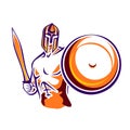 Spartan warrior with a sword and a shield Royalty Free Stock Photo