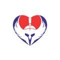 Spartan warrior with wings and heart vector logo design. Royalty Free Stock Photo
