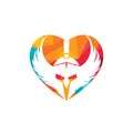 Spartan warrior with wings and heart vector logo design. Royalty Free Stock Photo