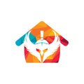 Spartan warrior with wings and home vector logo design. Royalty Free Stock Photo