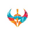 Spartan warrior with wings vector logo design. Royalty Free Stock Photo