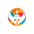 Spartan warrior with wings vector logo design. Royalty Free Stock Photo