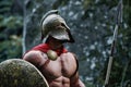 Spartan warrior in the woods Royalty Free Stock Photo