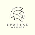 spartan warriors with line art style logo icon template design. military helmet armor side facing vector illustration