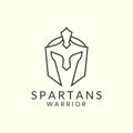 spartan warriors with line art style logo icon template design. military helmet armor vector illustration