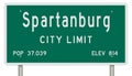 Spartanburg road sign showing population and elevation