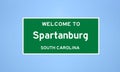 Spartanburg, South Carolina city limit sign. Town sign from the USA.