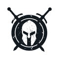 Spartans, grunge logo, emblem with helmet