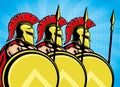 Spartans with shields and spears. Royalty Free Stock Photo