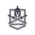 Spartans vector emblem with helmet and swords