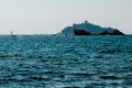 View of Sparviero Island from Punta Ala beach, province of Grosseto, Tuscany