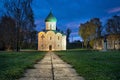 Spaso-Preobrazhensky cathedral at dusk in Pereslavl-Zalessky Royalty Free Stock Photo