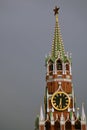 Spasskaya clock tower of Moscow Kremlin. Color photo