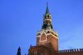 Spasskaya clock tower of Moscow Kremlin at night