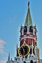 Spasskaya clock tower on the Red Square in Moscow Royalty Free Stock Photo