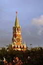 Spasskaya clock tower on the Red Square in Moscow Royalty Free Stock Photo