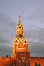 Spasskaya clock tower on the Red Square, Moscow, Russia.