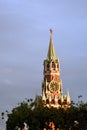 Spasskaya clock tower on the Red Square in Moscow in summer Royalty Free Stock Photo