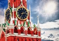 Spasskaya tower with clock. Russia, Red square, Moscow