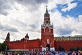 Spasskaya Tower of Kremlin in Red Square of Moscow , Russia