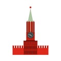 Spasskaya tower of Moscow Kremlin icon, flat style