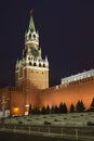 Spasskaya Tower of Moscow Kremlin night view at ni Royalty Free Stock Photo