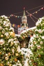 Spasskaya Tower. Winter Moscow before Christmas and New Year