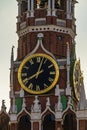 Spasskaya towers with chimes in Moscow Kremlin on Red Square Royalty Free Stock Photo