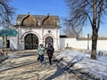 Moscow, Russia, March, 19, 2023. Spassky (rear) gate in Kolomenskoye. An architectural monument of 1673. Moscow Royalty Free Stock Photo