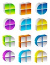 Spatial colorful 3d shapes. Generic multicolor design elements