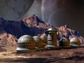 Spatial station on far planet Royalty Free Stock Photo