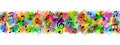 Vector Black Music Notes in Colorful Spatters and Splashes Background Banner Royalty Free Stock Photo