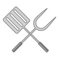 Spatula and barbeque fork icon monochrome