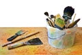 Spatula and bucket with brushes