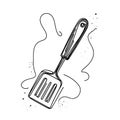 A spatula, a kitchen tool used for mixing, flipping, and spreading food.