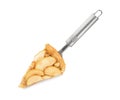 Spatula with piece of tasty homemade apple pie on white background Royalty Free Stock Photo