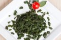 Spatzle, small dumplings with spinach Royalty Free Stock Photo
